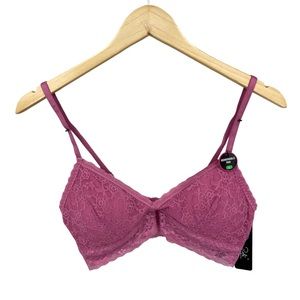 New RENE ROFE Bra Bralette Sexy Padded Lace Stretch Pink